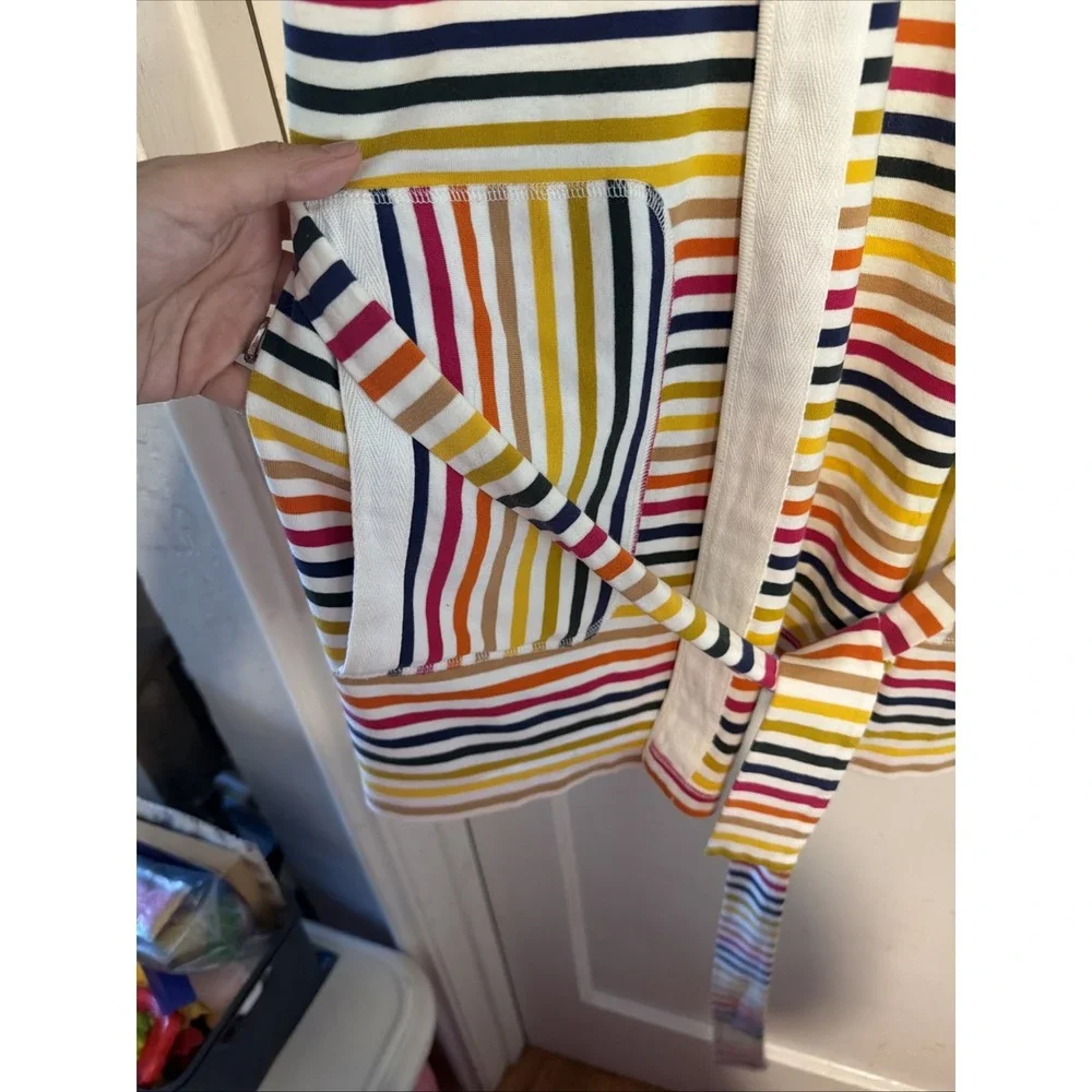 Anthropologie Lilka Rainbow Striped Hooded Robe with Tie Size S/M
